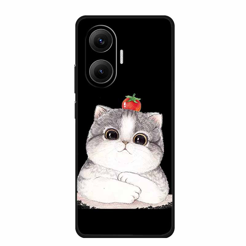 Черный силиконовый чехол для Redmi Turbo 4 Pro A5 4G Чехол Мультяшный кот Мягкая задняя крышка для Xiaomi Poco X7 Pro C71 Poco M7 4G Plus Чехол