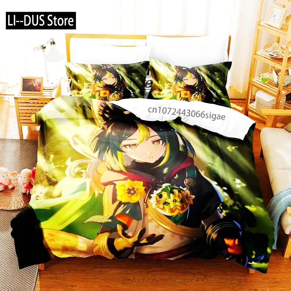 Кавайная пододеяльник Genshin Impact Тигнари для мальчиковой спальни Односпальный Twin Full Queen King Размер 2025 Покрывало Наволочка