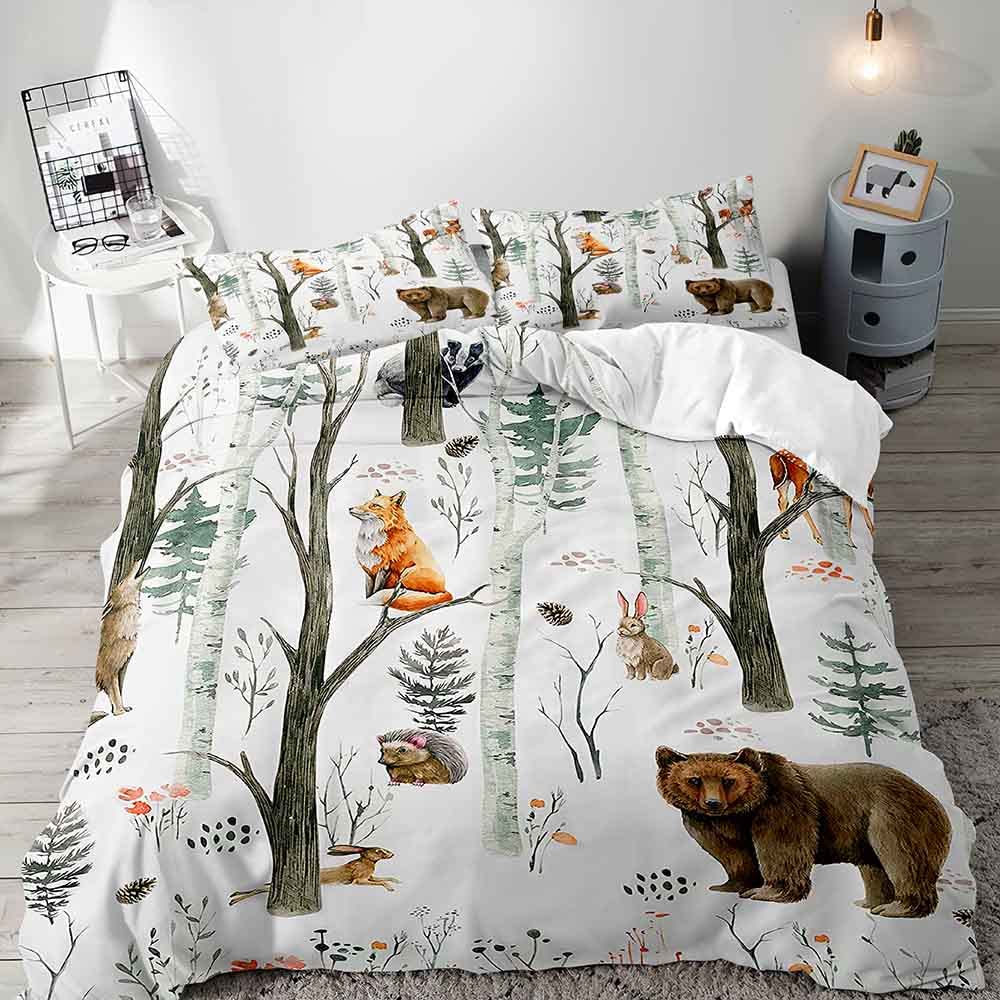 Wildlife Duvet Cover Set For Teens Adults Queen King Size Quilt Covers Lightweight Down 2 Pillowcases 1 Duvet Cover No Comforter
