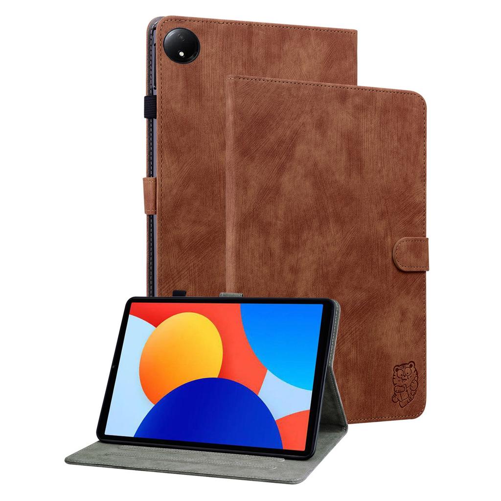 For Xiaomi Redmi Pad SE 4G 8.7 Inch Cases Tiger Imprint Anti-Scratch PU Leather Tablet Cover
