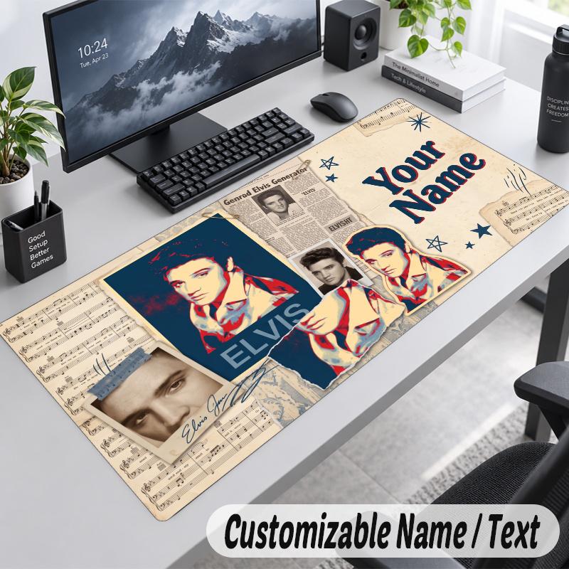 Elvis Presley Personalized Large Mouse Pad Custom Name Text Extended Desk Mat Gaming Mousepad