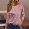 Женская мода повседневный свободный топ с рукавом 3/4 в полоску с круглым вырезом