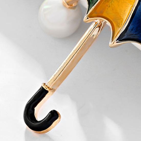 Мультяшная красочная брошь в форме зонтика, искусственный жемчуг, булавка со стразами, шарф, шляпа, значок, вечерние аксессуары для пальто, подарок