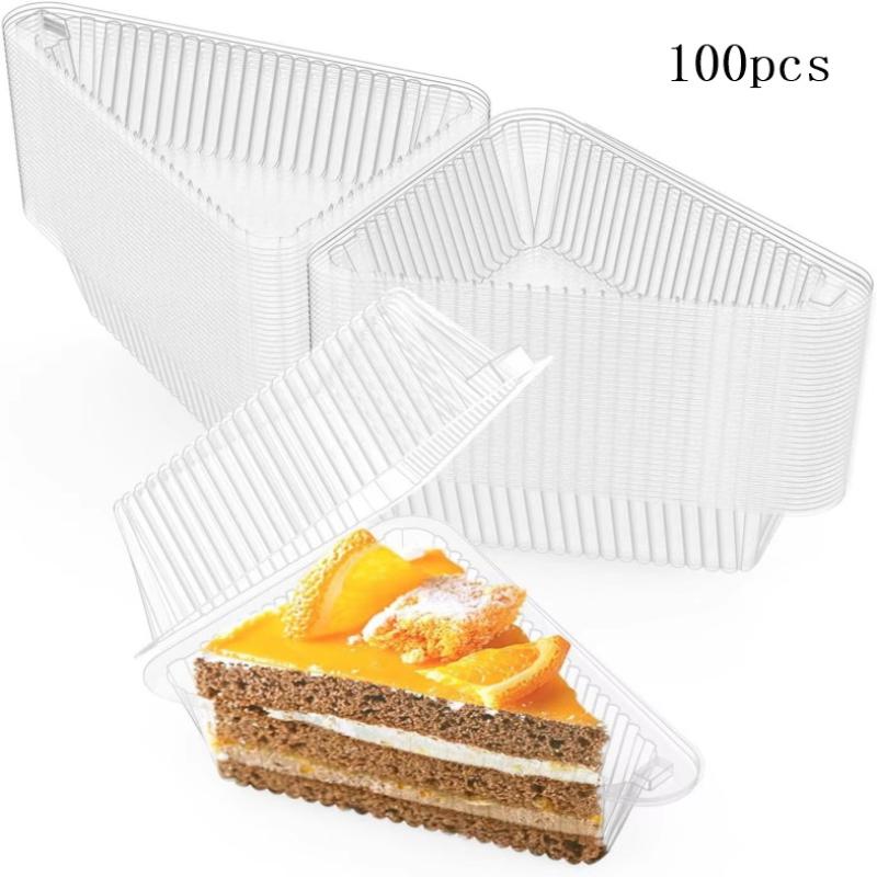 50/100 шт. Контейнер для кусочка торта Прозрачная треугольная коробка для десерта Многоразовая коробка для упаковки пищевых продуктов Штабелируемый держатель для сэндвичей Для фруктового торта