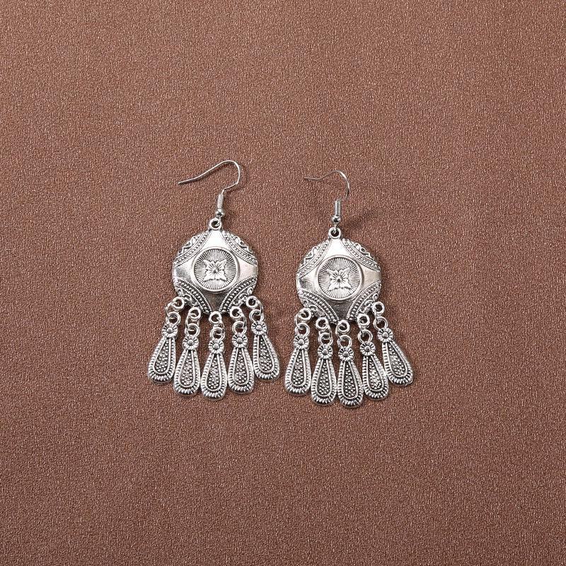 Серьги-кисточки в китайском дворцовом стиле в стиле ретро: Этнические тибетские серебряные украшения Ханфу