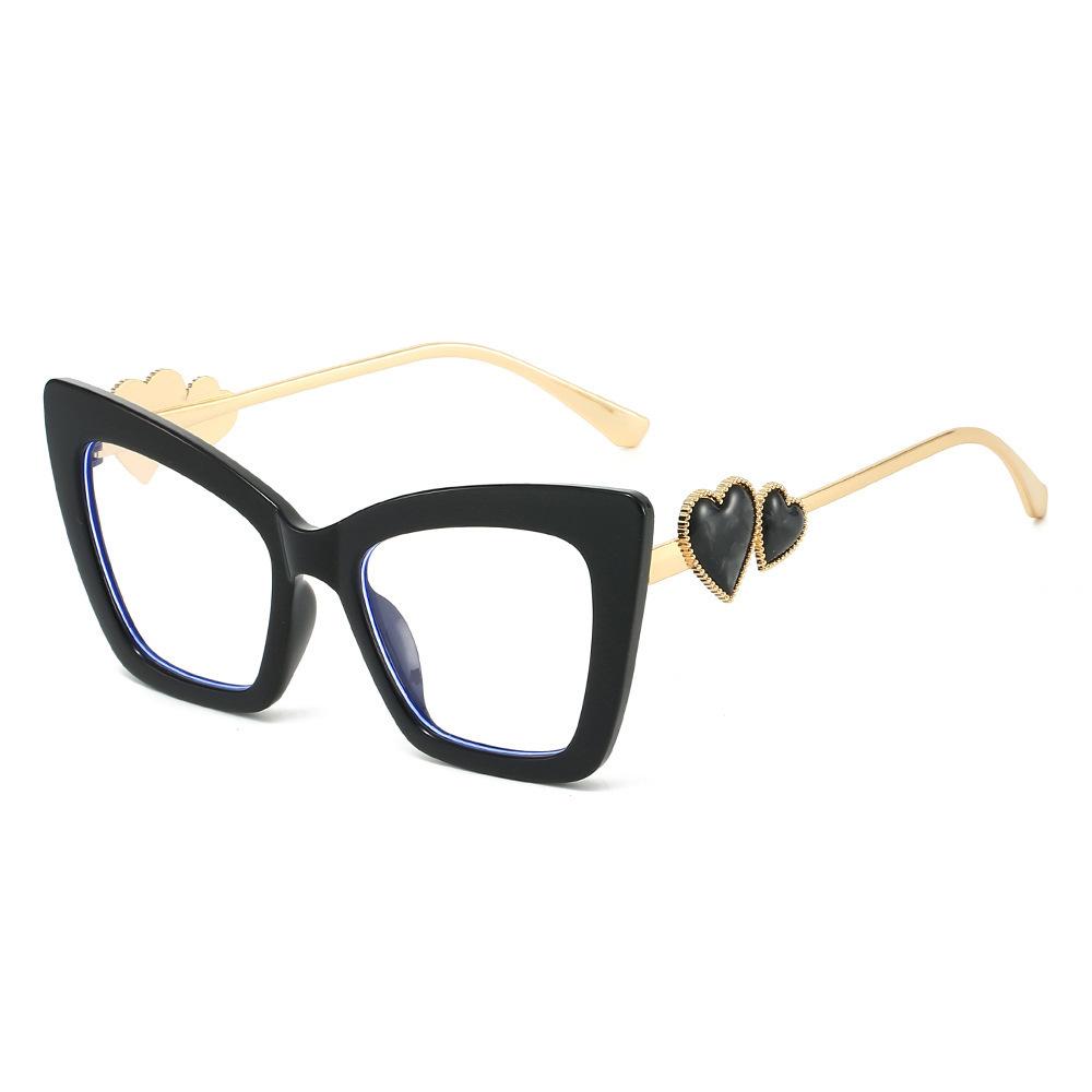 New fashion double heart cat eye large frame sunglasses ins personalized casual versatile outdoor UV protection sunglasses tide