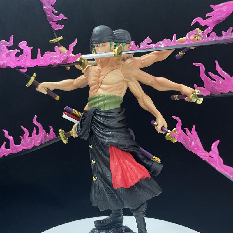 40 см One Piece Мечник Девять Клинков Стиль Зоро Акционная Кукла Статуэтка Аниме Маленькая Статуэтка ПВХ Модель Кукла Коллекция Игрушка Подарок Ребенок