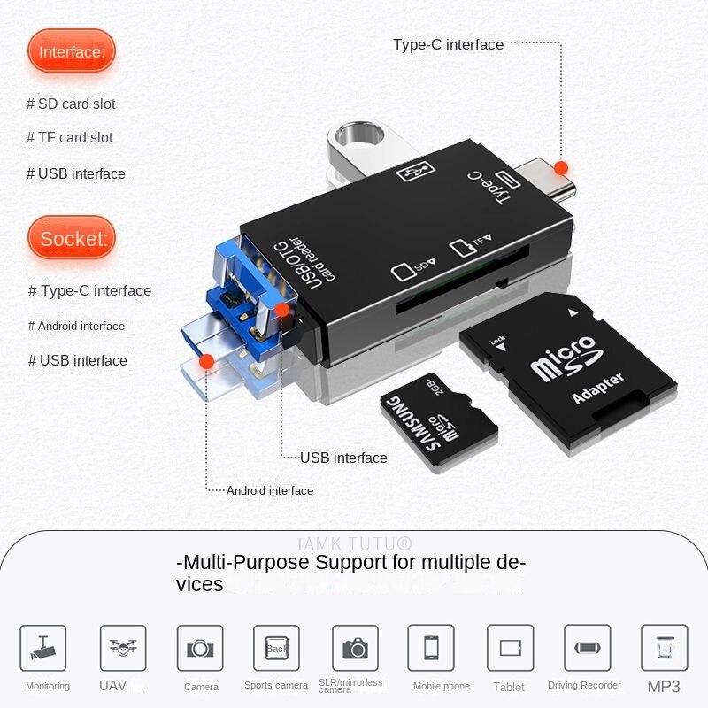 Мобильный телефон, компьютерный кард-ридер, карта памяти, U-диск, SD-карта, многофункциональное преобразование TF-карты, с Type-c, USB, микроинтерфейсом
