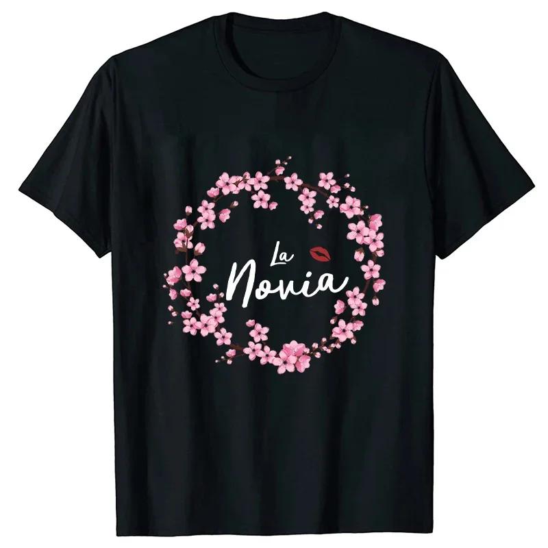 Spanish Team Bride Squad T-shirt Bachelorette Party Tshirt Bridal Wedding Future Bride To Be Tees Flowers Short Sleeved Tops
