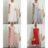 Minimalist Cotton Linen Dress With Pockets For Spring Casual Wear