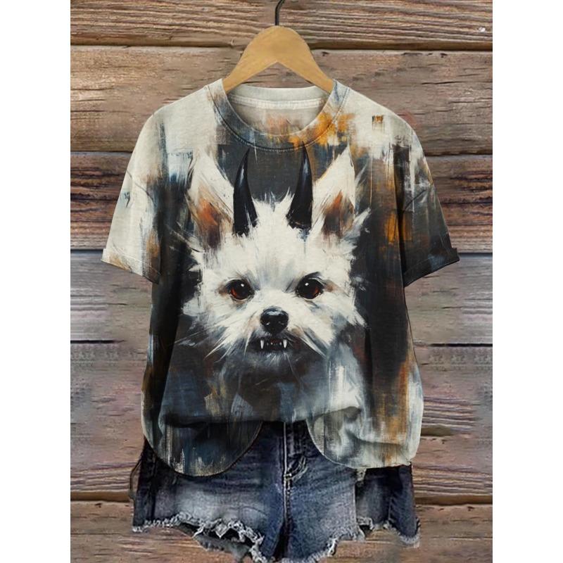 Летняя тонкая женская футболка с короткими рукавами и принтом в виде 3D-цифровых животных и насекомых