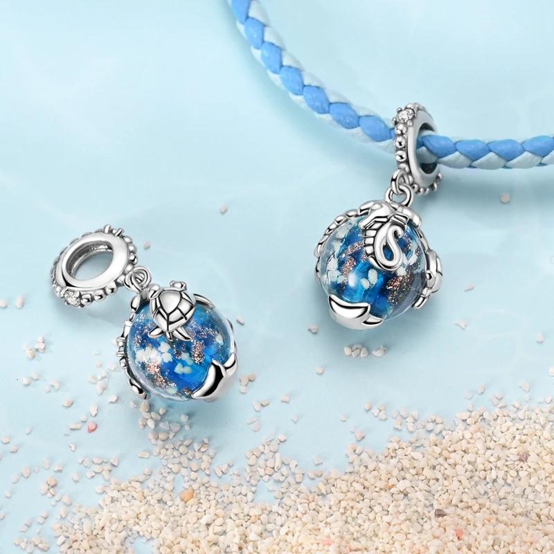 Copper Crabs Ocean Series Blue Turtle Starfish Shell Fit Original Bracelet Charms For Women Diy Fine Jewelry Gifts