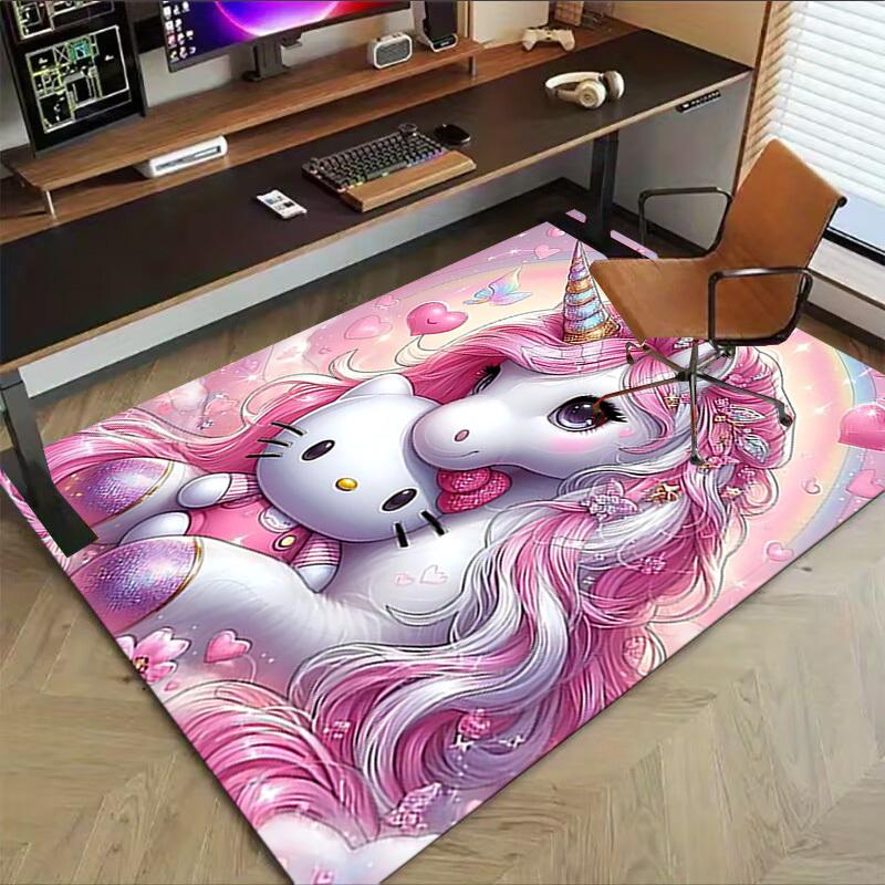1 шт. Ковер с единорогом Hello Kitty, офисный коврик, уличный коврик, домашний декор, ковер для зоны, праздничный подарок, коврик под офисное кресло