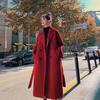 Женское элегантное зимнее осеннее свободное длинное шерстяное пальто с поясом шерстяное пальто толстое теплое шерстяное оверсайз верхняя одежда