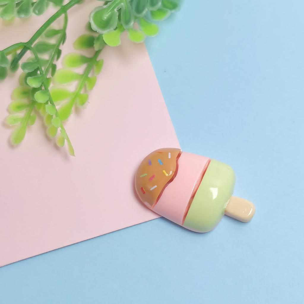 100Pcs Resin Ice Lolly Flatback Cabochon Realistic Chocolate Ice Cream Sweets No Hole Beads Popsicle Charms for Scrapbooking DIY