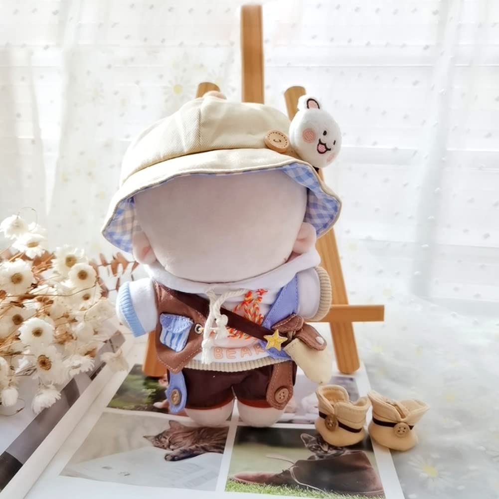 Umora Кукла Хлопковая кукла Одежда для куклы Одежда для куклы для 20 см Плюшевые игрушки Смена одежды Шляпа Толстовка Жилет Шорты Обувь Сумка Аксессуары Милый Набор с медведем (20СМ,