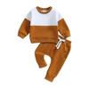 Toddler Boys 2 Piece Outfits Contrast Color Long Sleeve Sweatshirt and Elastic Pants for Baby Fall Clothes