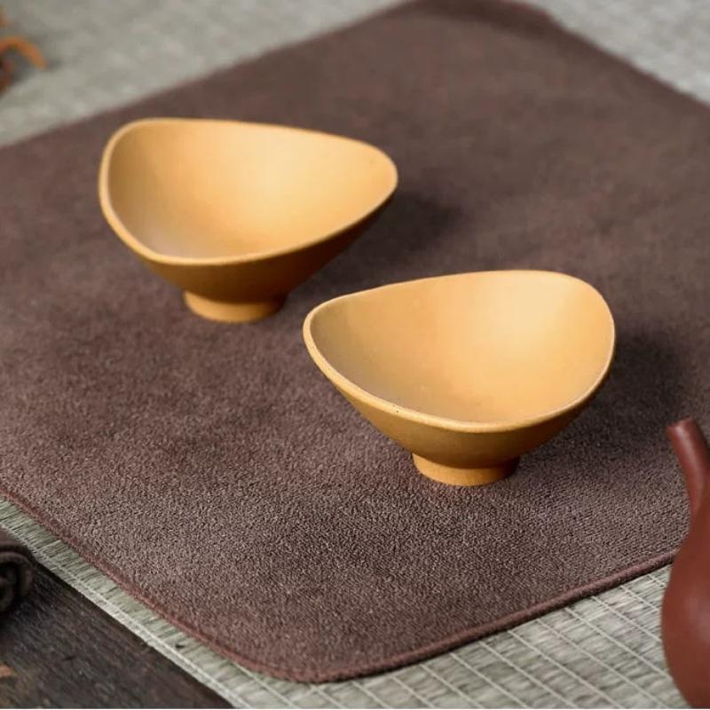 Purple Clay Teacup Tea Tasting Master's Cup Small Capacity Mineral Gold Section Mud Triangle Cup Kung Fu Tea Set