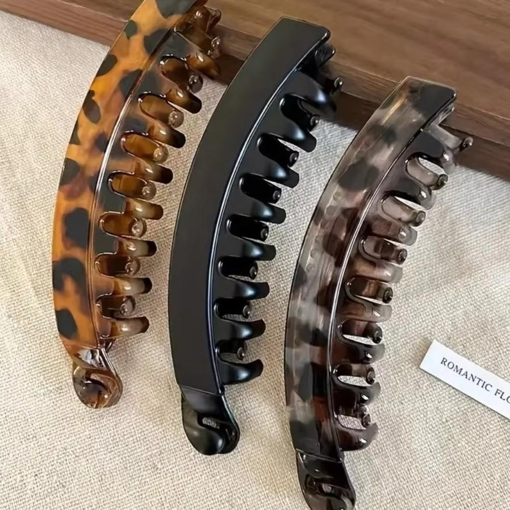 Natural Fluffiness Tortoiseshell Pattern Ponytail Barrettes Large Size Banana Hair Clip Women