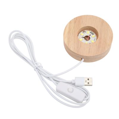 Светодиодная подсветка USB-интерфейс Материал из дуба, круглый, толщина 2 см0,8 дюйма, светящийся декоративный дисплей