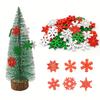 50 Pcs Random Mixed Color Snowflake Wooden Chips DIY Christmas Tree Decor Red White & Green Snowflakes Christmas Wood Chips
