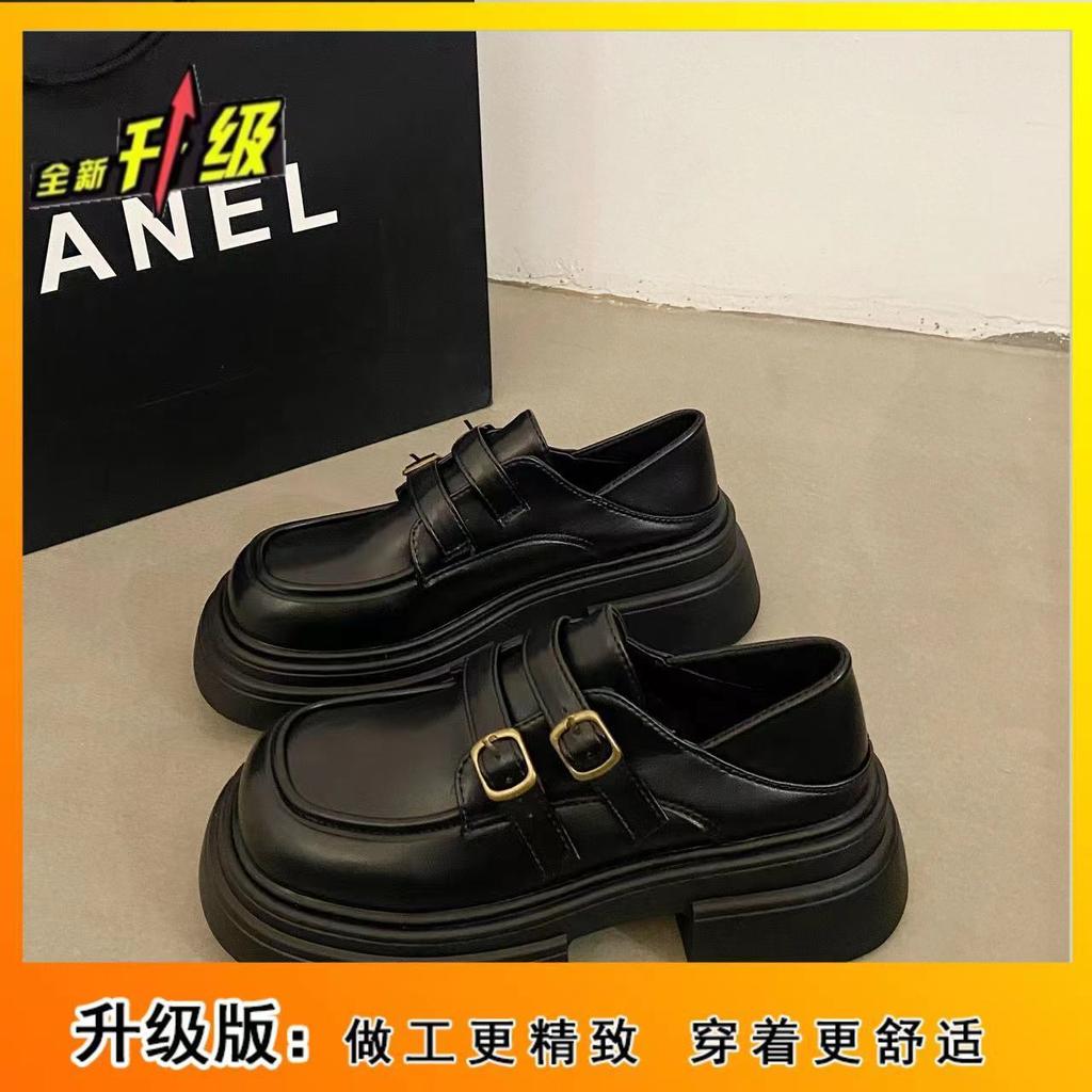 College Style Lefu Platform-soled Small Leather Shoes Women's 2025 New Autumn Skirt Japanese Black Versatile Thick-heeled Single Shoes