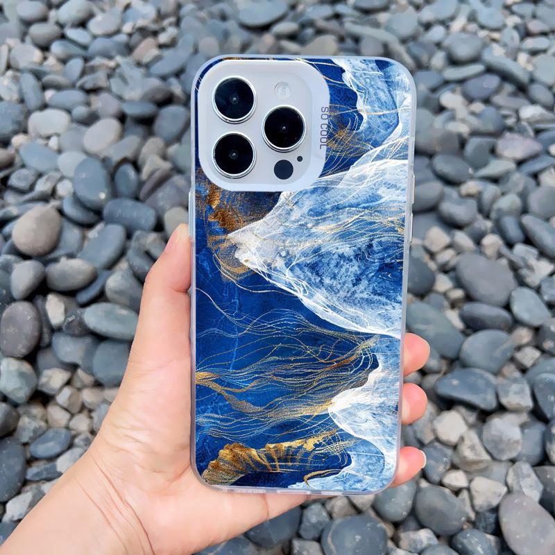 Морские Волны Морская Вода Креативный Чехол для Телефона Для iPhone Case 16 15 14 Pro Max Plus 13 Mini 12 11 Pro Max Ударопрочные Лазерные Чехлы