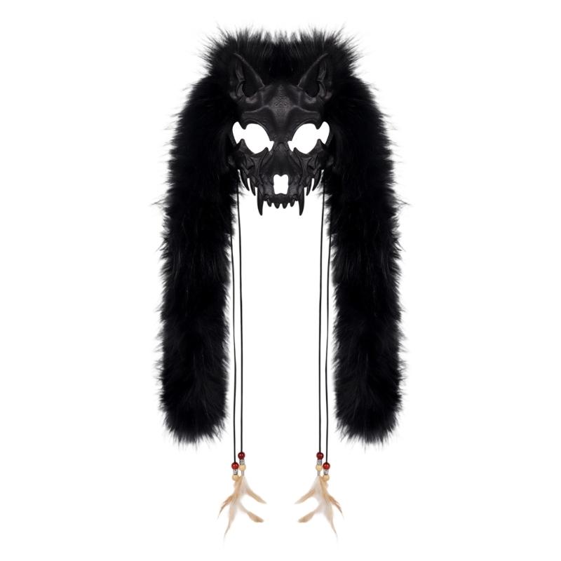 Искусственный мех Викинги Лисы Маска Оборотни Костюм Аксессуар для Косплея Пушистая Маска Животного для Хэллоуина Карнавала Тематической Вечеринки