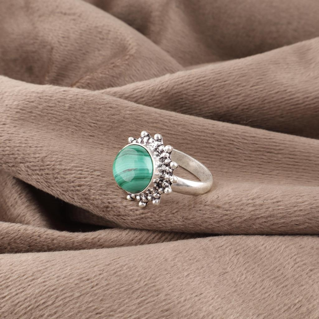 Malachite Ring, 925 Sterling Silver Ring Jewelry. Handmade Spiritual Ring Gemstone Jewelry Gift for Her