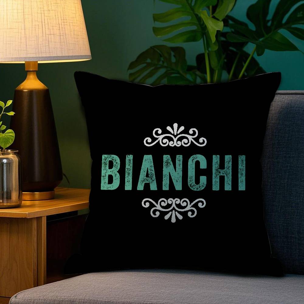 Роскошная наволочка с логотипом B-Bianchi для подушки на диван, в гостиную, спальню. Квадратная подушка с двусторонней печатью. Наволочка для подушки для сна