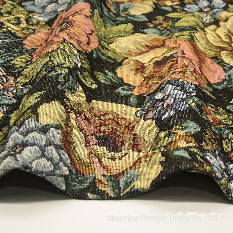 250G Ткань жаккардовая полиэстер-хлопок с цветочным узором в этническом стиле
