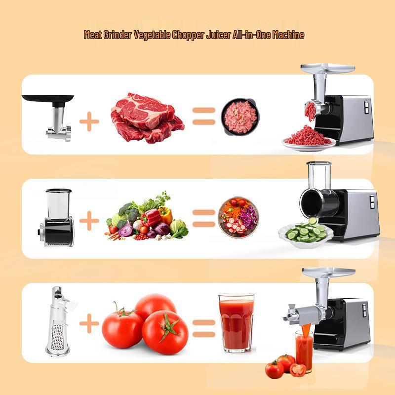 Многофункциональная электрическая мясорубка и овощерезка с соковыжималкой и насадкой для колбас
