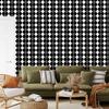 Black and white checkered wallpaper, graphite and black, for living room and bedroom, 50x1000