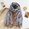 Осенне-зимний утолщенный двусторонний жаккардовый шарф из искусственного кашемира, женский длинный шарф с кисточками, многофункциональный теплый шарф-шаль