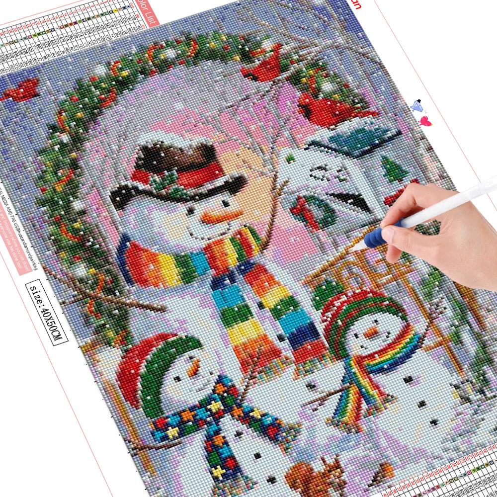 5D DIY Diamond Painting Full Drill Snowman Diamond Mosaic Embroidery Cartoon Picture Of Rhinestone Christmas Decoration
