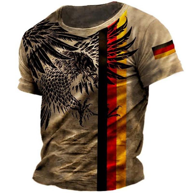 Eagle Print Casual Shirt | Men Shirt Print Eagle | Men Tee Shirt Eagle - Vintage Print