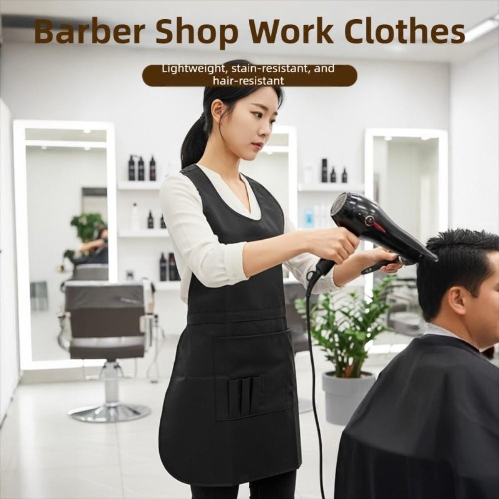 Waterproof Black Stylist Apron Professional Barber Shop Work Clothes Hairdressing Gown  Hairstylist