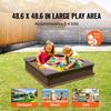 SucceBuy Sandbox with Cover In Square Sand Box Sand Pit with 4 Corner Seating and Bottom Liner Kids Sandbox for Outdoor for Kids