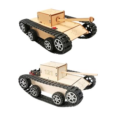 Образовательная STEM-игрушка Деревянная электрическая модель танка Набор для научных экспериментов Для детей Изучение физики и технологий