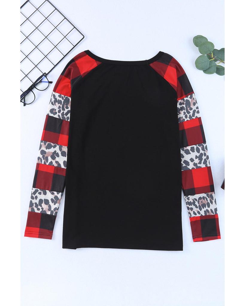 Azura Exchange Топ с открытыми плечами в клетку и леопардовым принтом