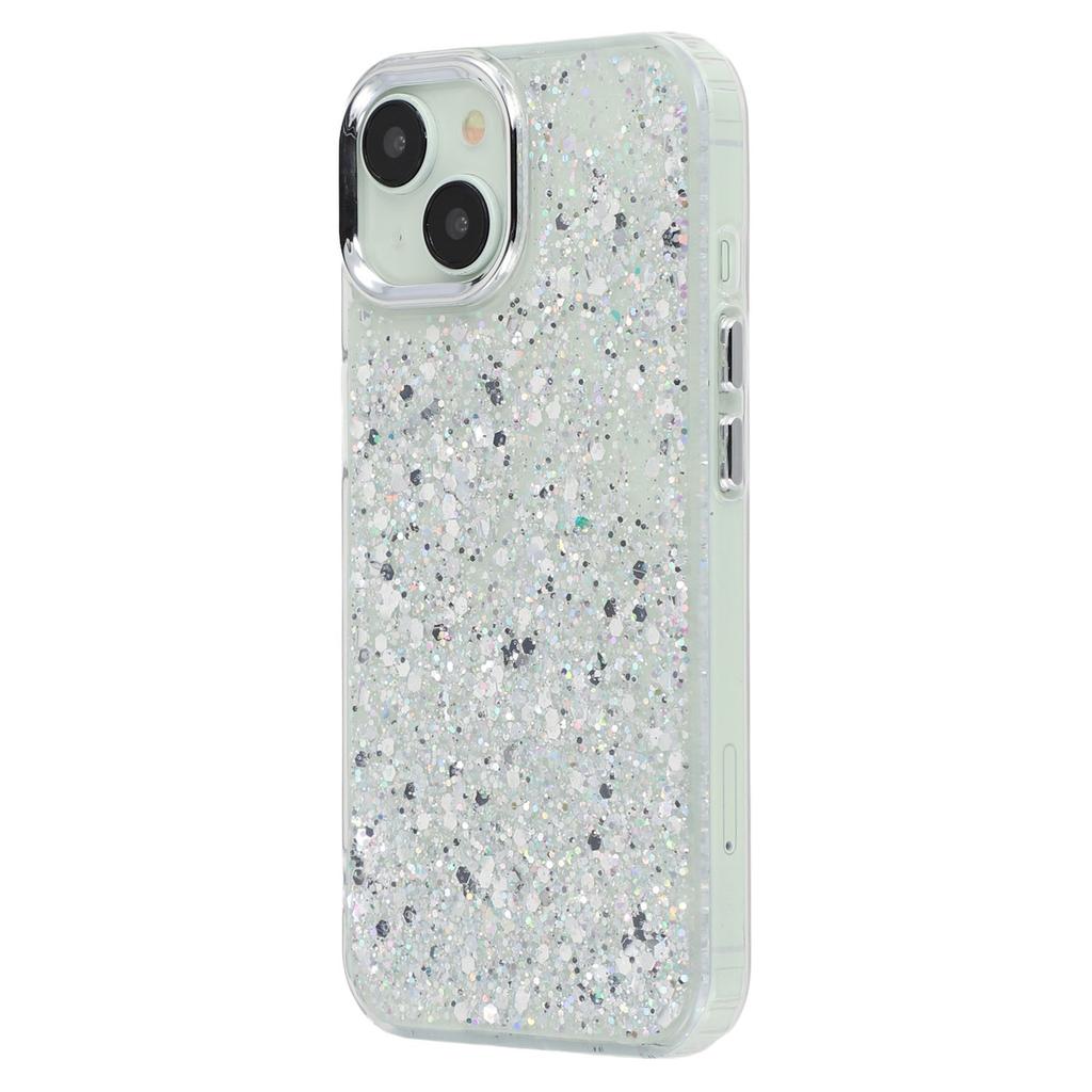 For iPhone 14 Case Epoxy Design Electroplating Soft TPU Phone Back Cover Large Lens Cutout