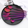 6Pcs Western Purple Dinnerware Cutlery Set Silverware Set Stainless Steel Flatware Knife Dessert Fork Tea Spoon Tableware Set