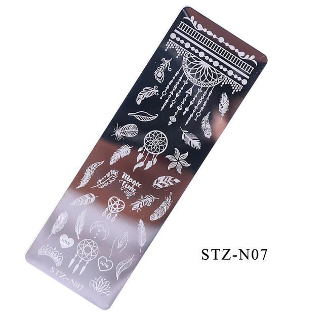 1 лист, набор пластин для штамповки ногтей, геометрические кружевные цветы, листья, полосатый дизайн, сладкое сердцебиение, дизайн ногтей, штамп, шаблон, форма