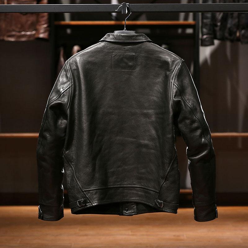 High Quality Vintage Black Brown Fashion Leisure Derma Clothings Man's Real Goat Skin Coat Men's Genuine Leather Jackets