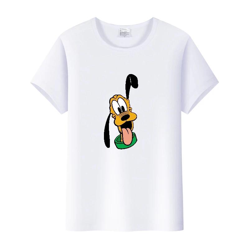 Funny Disney Cartoon Tees Mickey Mouse Pluto Graphic Woman Summer Crop Tops Mens T-Shirts Loose Clothing Grunge Y2K Blouses