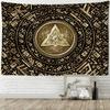 Gold Embossed Rune Symbol Tapestry Wall Hanging Psychedelic Hippie Tapiz Mystic Art Dormitory Decor Background Cloth