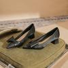 53008 [sheepskin] French High Heels Women's Autumn 2025 New Pointed Thick Heel Bow Single Shoes