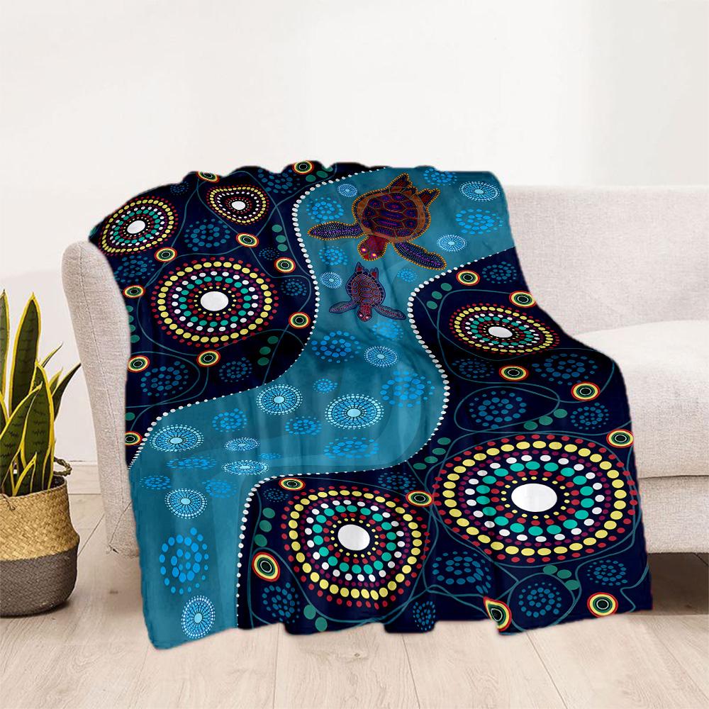 Australian Aboriginal Style 143 Blanket Soft & Cozy Great for Couch Seaside Livingroom Four Seasons Multipurpose Stylish Decor