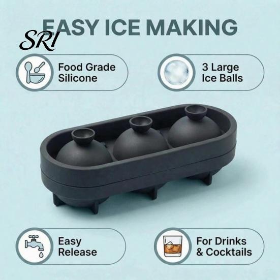 Multi-use Silicone Mold Tennis Ball Ice Cube Tray 3-Cavity for Whiskey BPA-free Maker Cocktails Slow-Melting Large Spheres Creative Gift Sports Fans