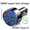2025 New 6 In 1 USB C Car Phone Charger Adapter with Voltage Display Dual PD Super Fast Charging 1/2Pcs